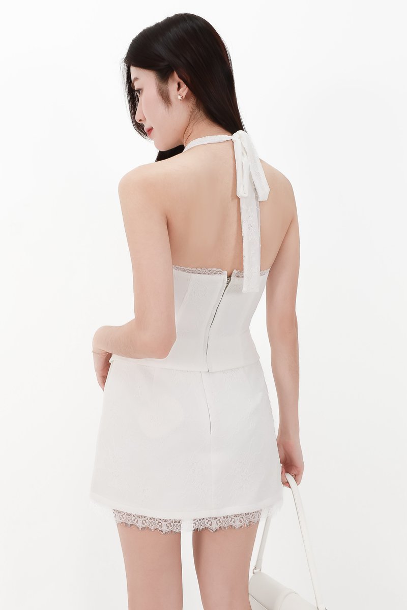 CNY2026 | Lisa Lace Cheongsam Co-ord Top in White