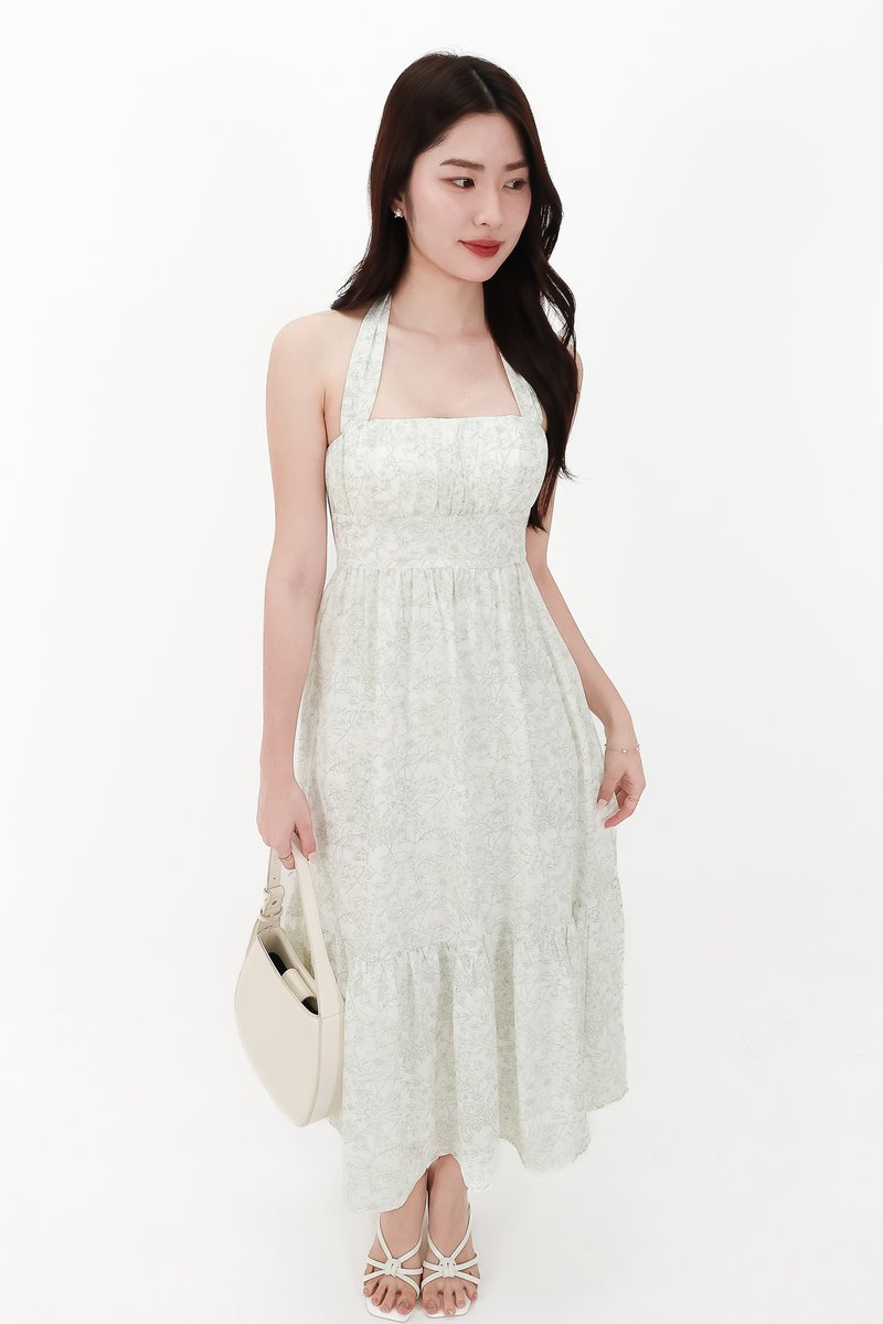 CNY2026 | Ferlin Floral Midaxi Dress in Light Green
