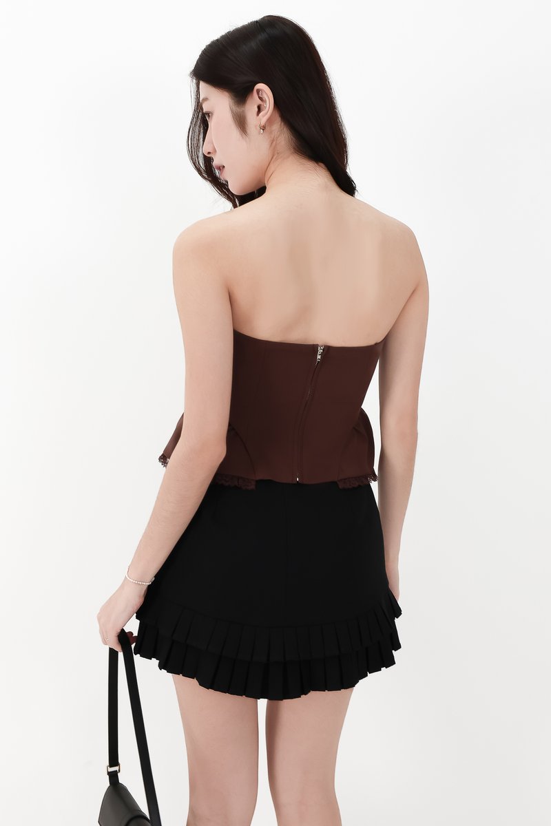 CNY2026 | Cassi Peplum Top in Dark Brown