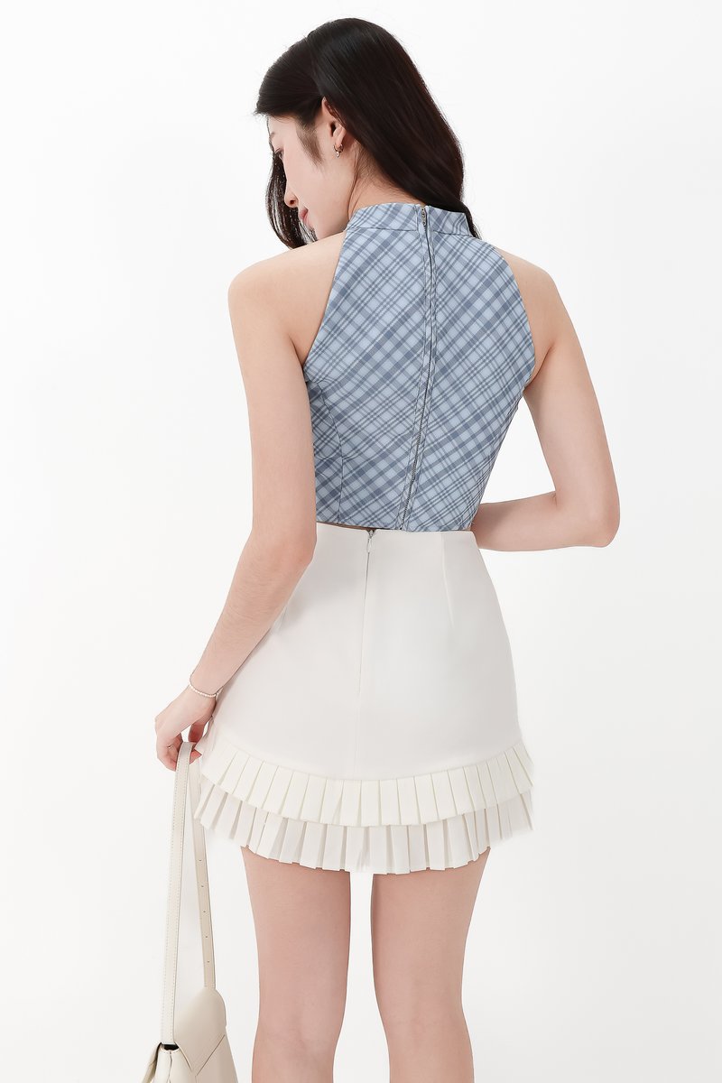 CNY2026 | Ping Plaid Cheongsam Top in Blue
