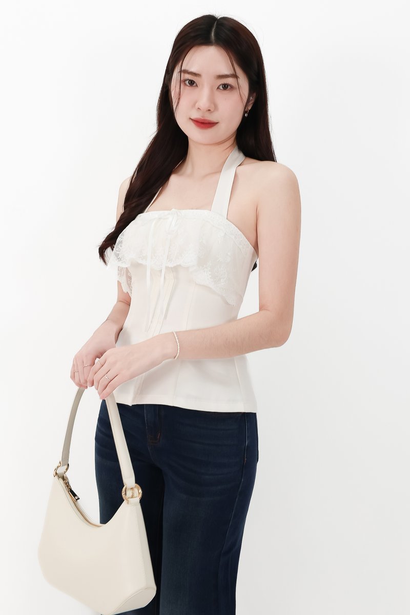 CNY2026 | Lennie Lace Flap Two Way Top in White