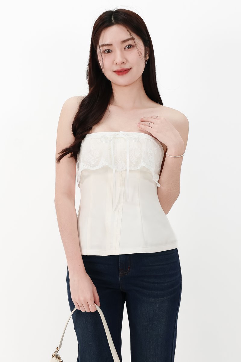 CNY2026 | Lennie Lace Flap Two Way Top in White