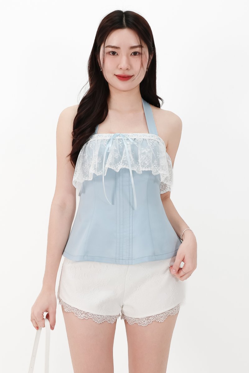 CNY2026 | Lennie Lace Flap Two Way Top in Blue