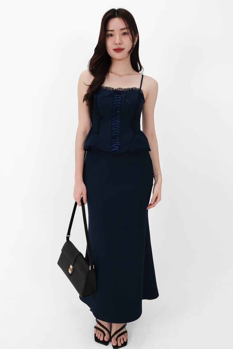 CNY2026 | Cassi Co-ord Peplum Top in Navy