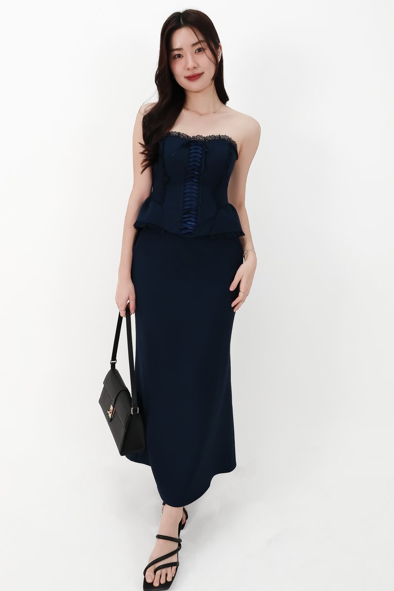 CNY2026 | Cassi Co-ord Peplum Top in Navy