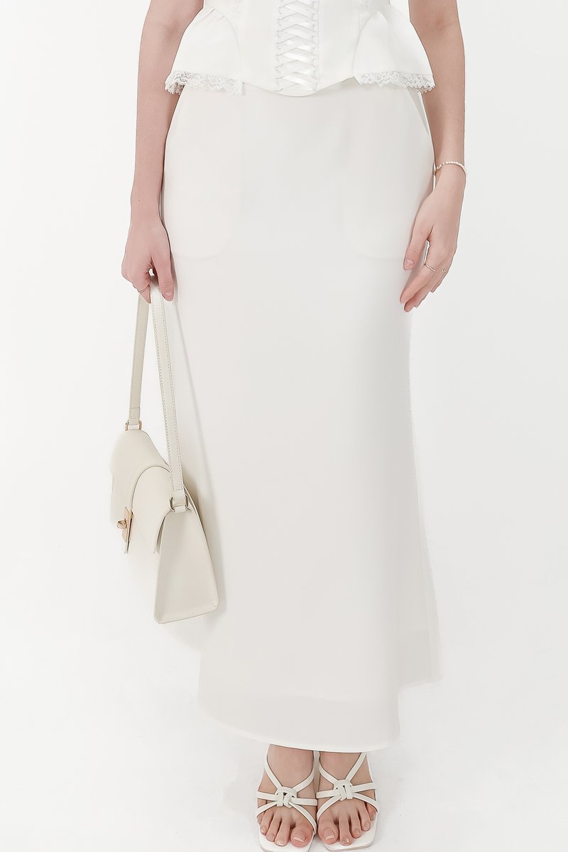CNY2026 | Cassi Co-ord Mermaid Skirt in White ( Petite Length )