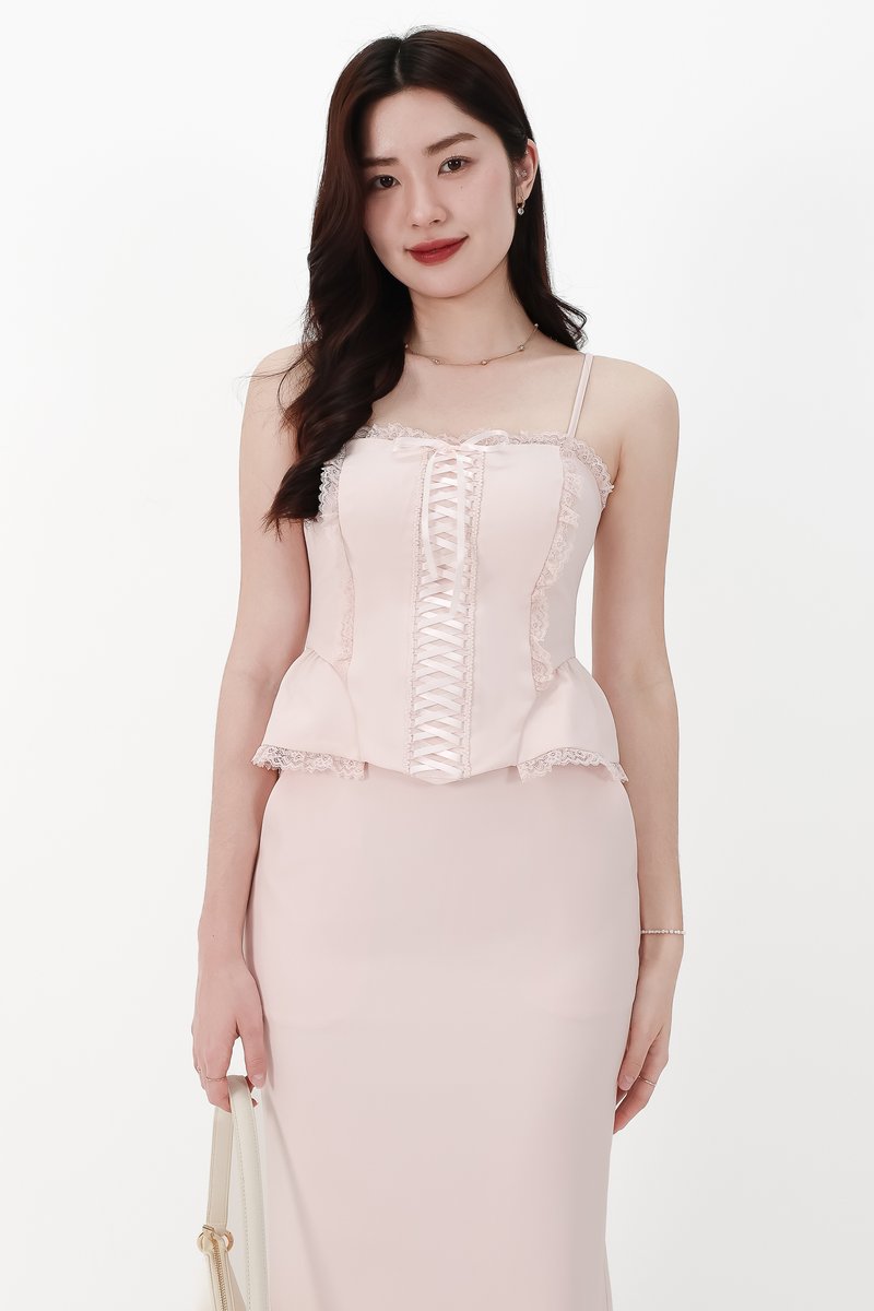 CNY2026 | Cassi Co-ord Peplum Top in Light Pink