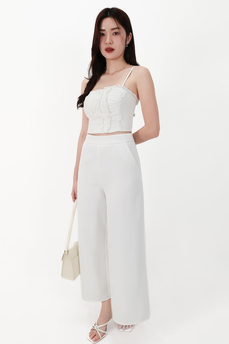CNY2026 | Cora Co-ord Wide Legged Pants in White ( Petite Length )