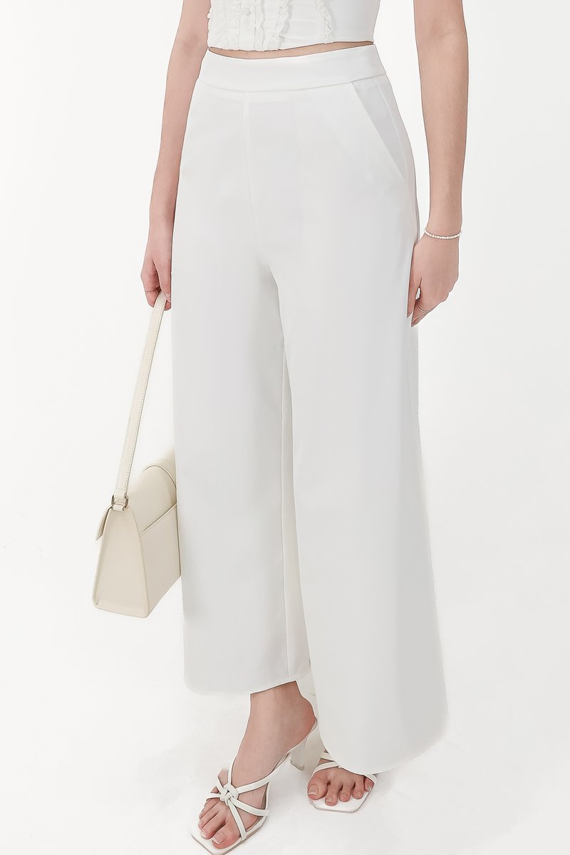 CNY2026 | Cora Co-ord Wide Legged Pants in White ( Petite Length )