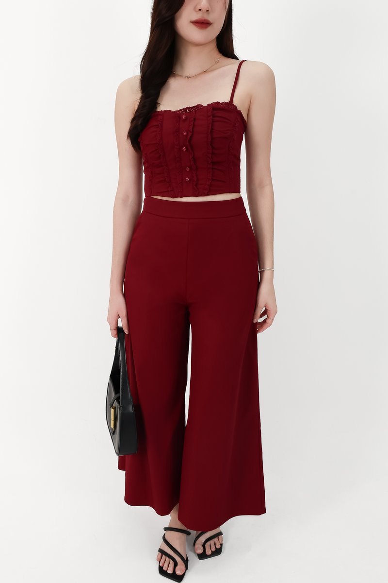 CNY2026 | Cora Co-ord Set in Dark Red ( Petite Length )