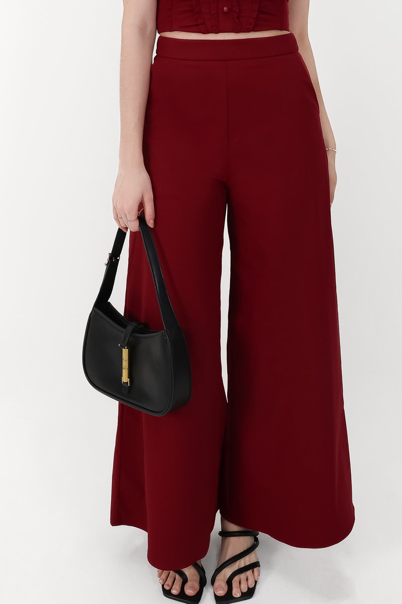 CNY2026 | Cora Co-ord Wide Legged Pants in Dark Red ( Regular )