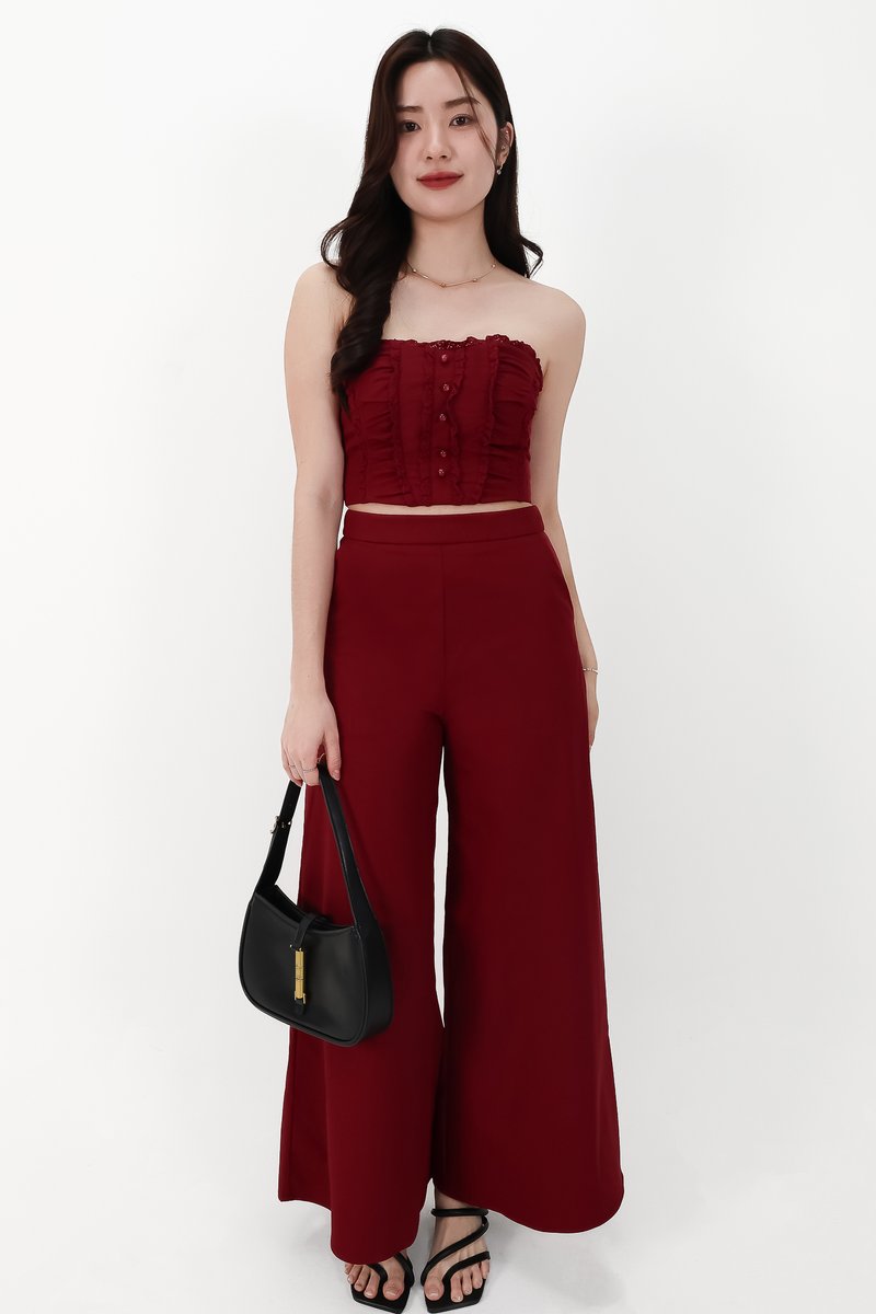 CNY2026 | Cora Co-ord Wide Legged Pants in Dark Red ( Regular )