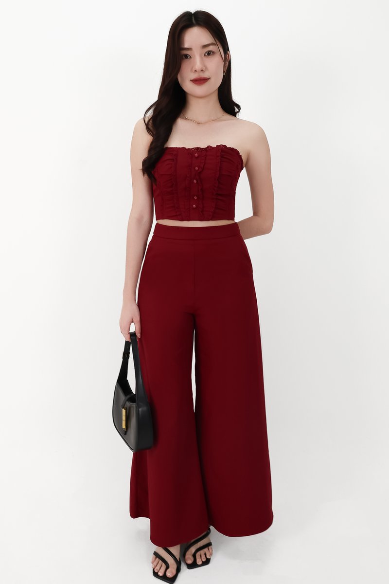 CNY2026 | Cora Co-ord Wide Legged Pants in Dark Red ( Regular )