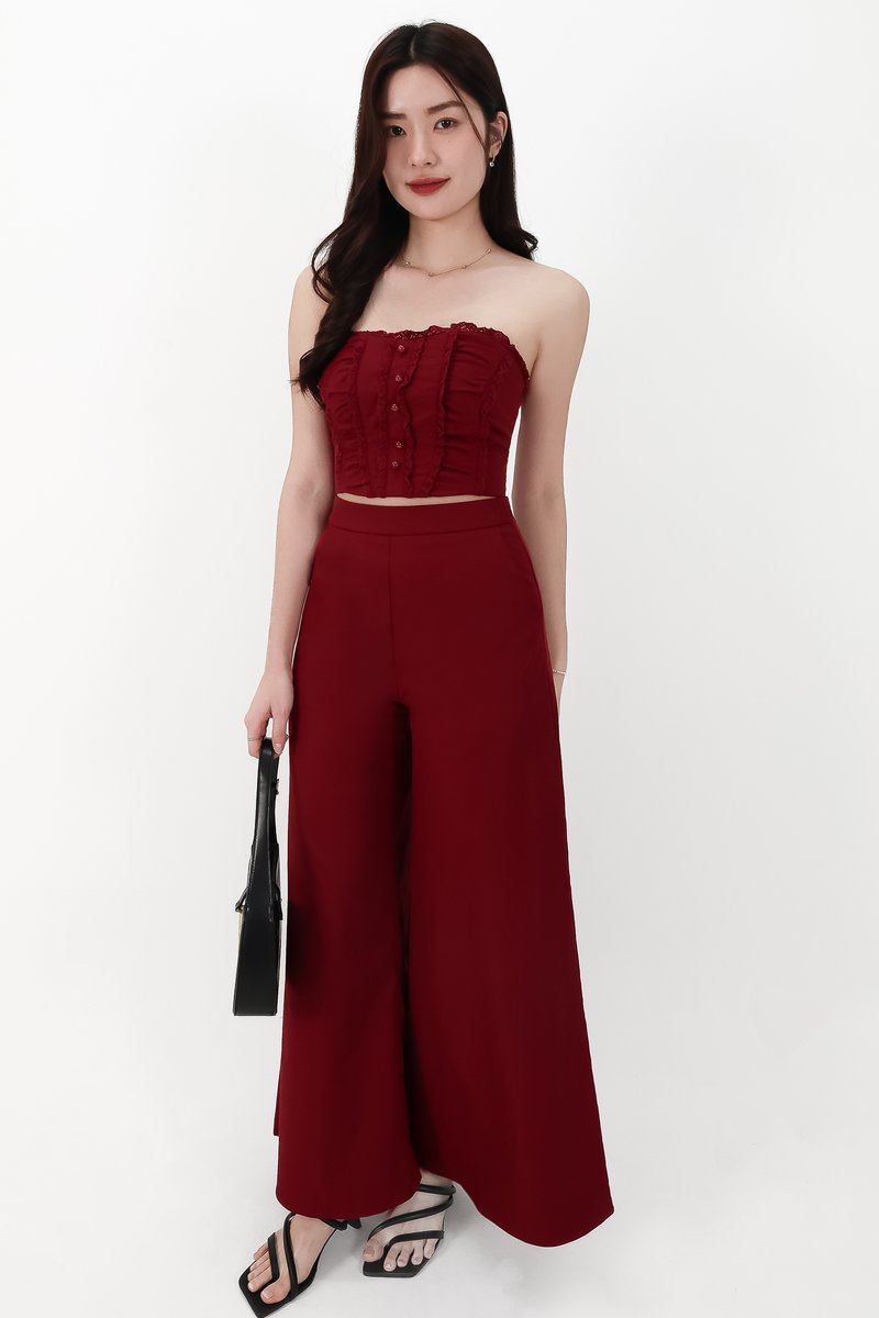 CNY2026 | Cora Co-ord Set in Dark Red ( Regular Length )