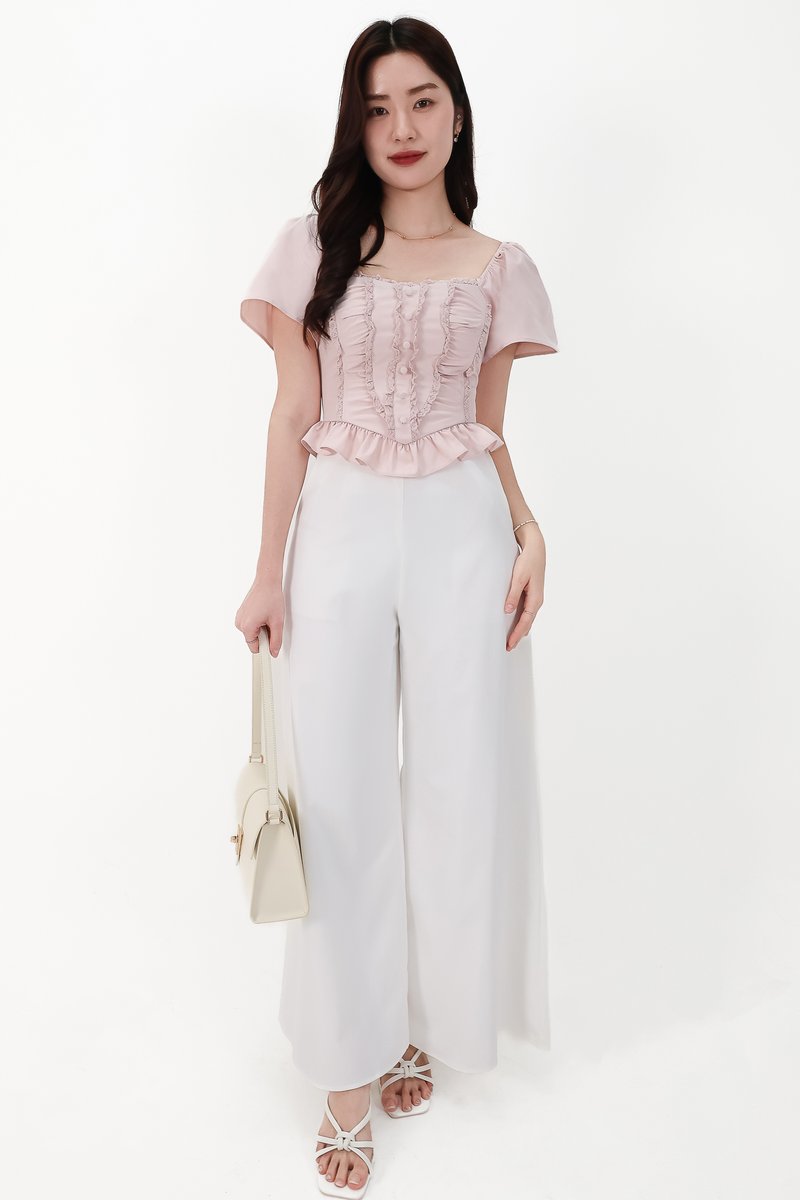 CNY2026 | Fora Flutter Sleeve Sweetheart Top in Light Pink
