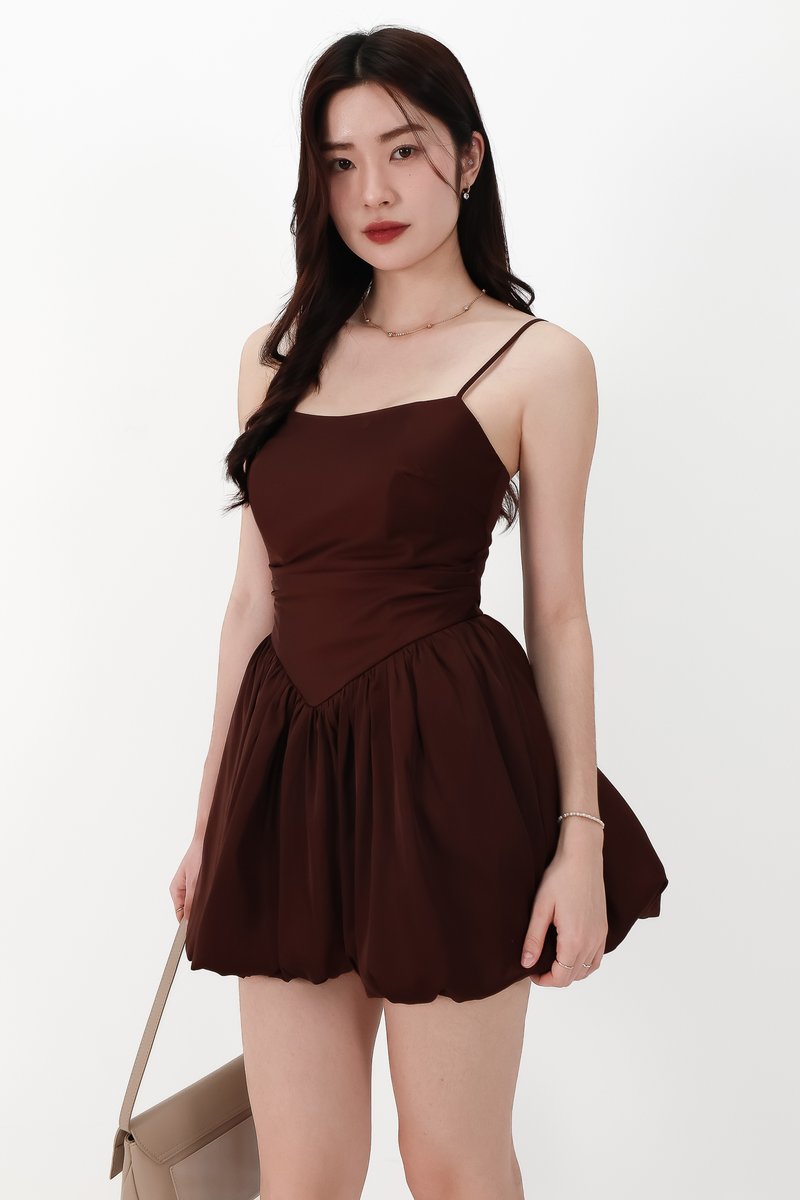 CNY2026 | Ballerina Bubble Romper Dress in Dark Brown
