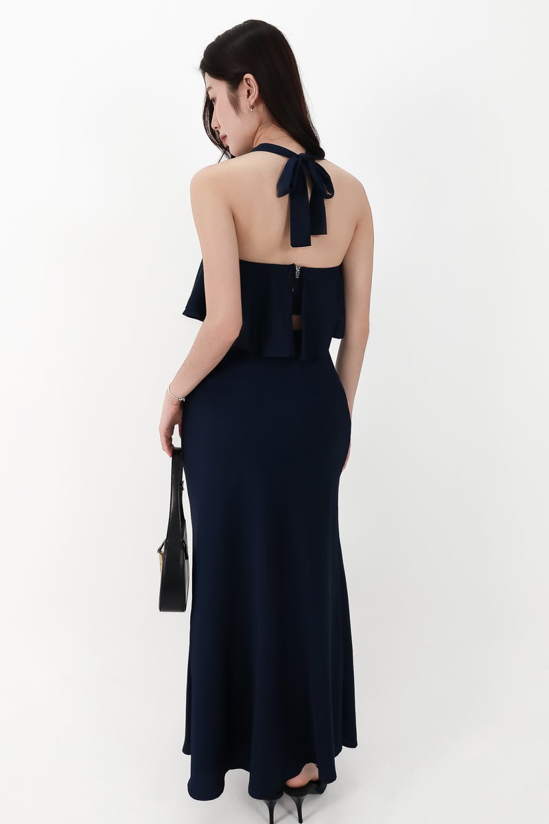CNY2026 | Stephanie Satin Co-ord Maxi Skirt in Midnight ( Regular Length )