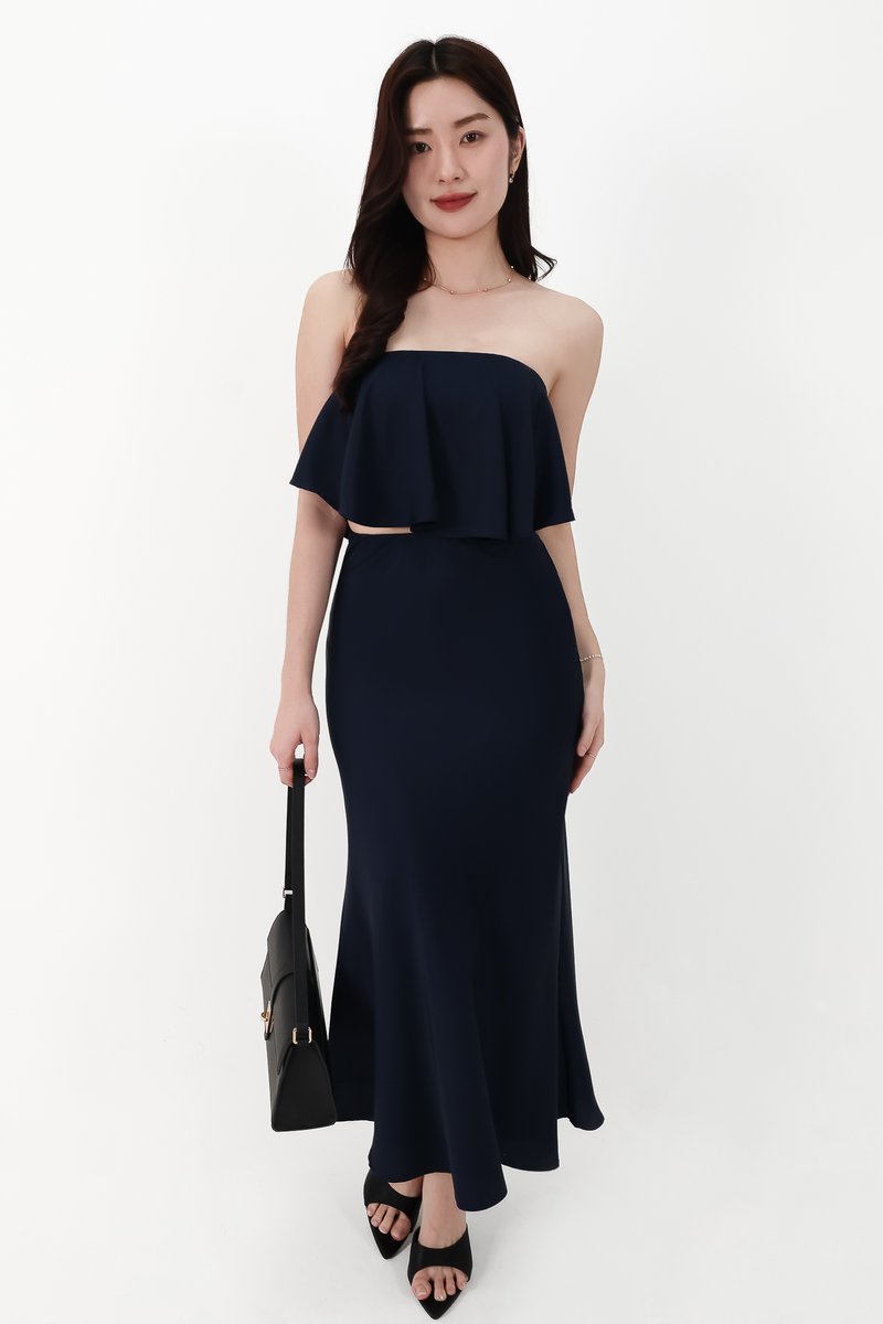 CNY2026 | Stephanie Satin Co-ord Maxi Skirt in Midnight ( Petite Length )