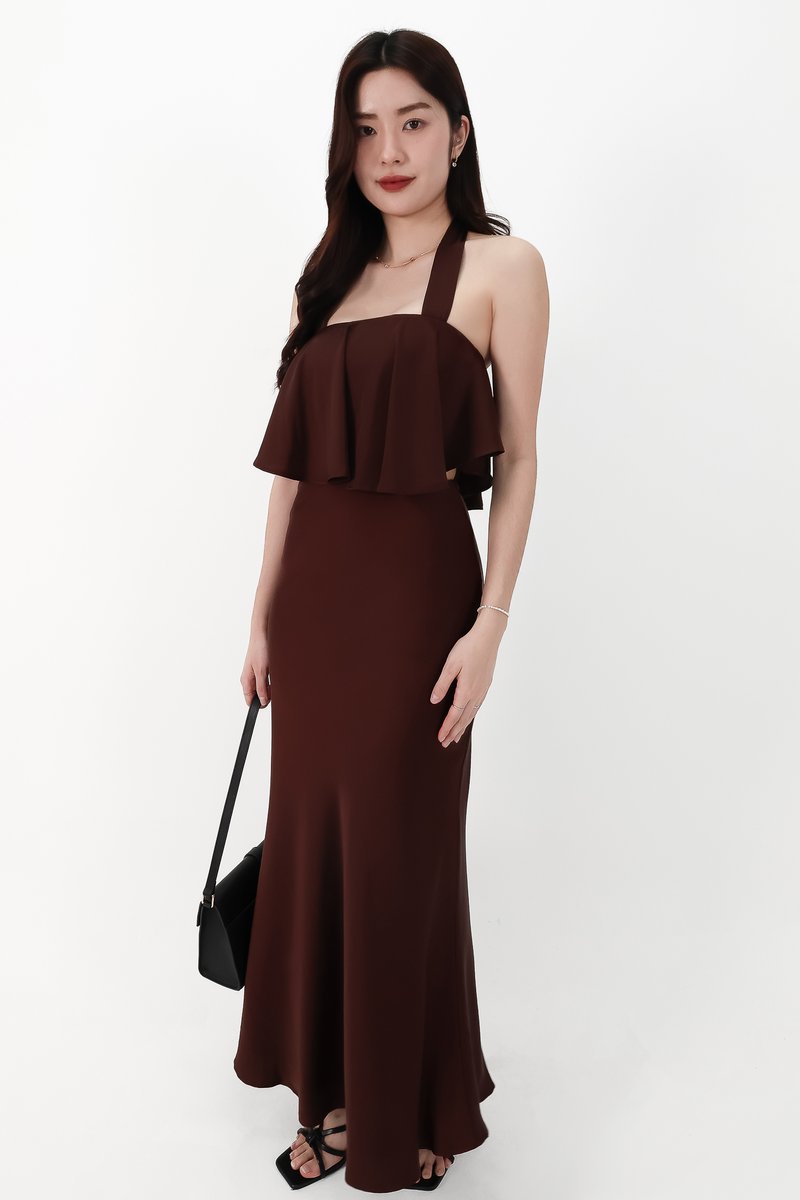 CNY2026 | Stephanie Satin Co-ord Set in Dark Brown ( Regular Length )