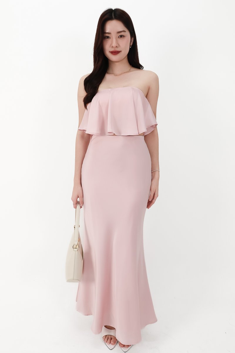 CNY2026 | Stephanie Satin Co-ord Maxi Skirt in Light Pink ( Regular Length )