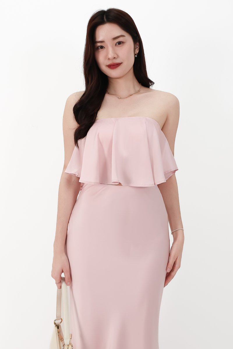 CNY2026 | Stephanie Satin Co-ord Two Way Top in Light Pink