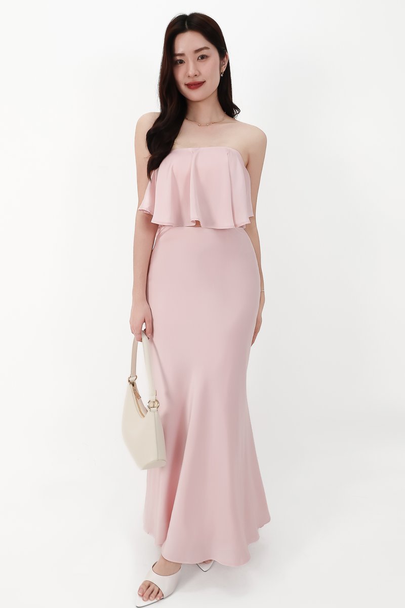 CNY2026 | Stephanie Satin Co-ord Maxi Skirt in Light Pink ( Regular Length )