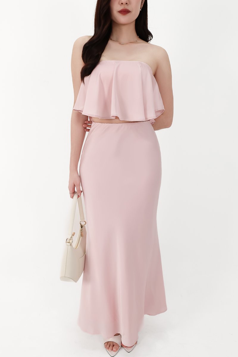 CNY2026 | Stephanie Satin Co-ord Two Way Top in Light Pink