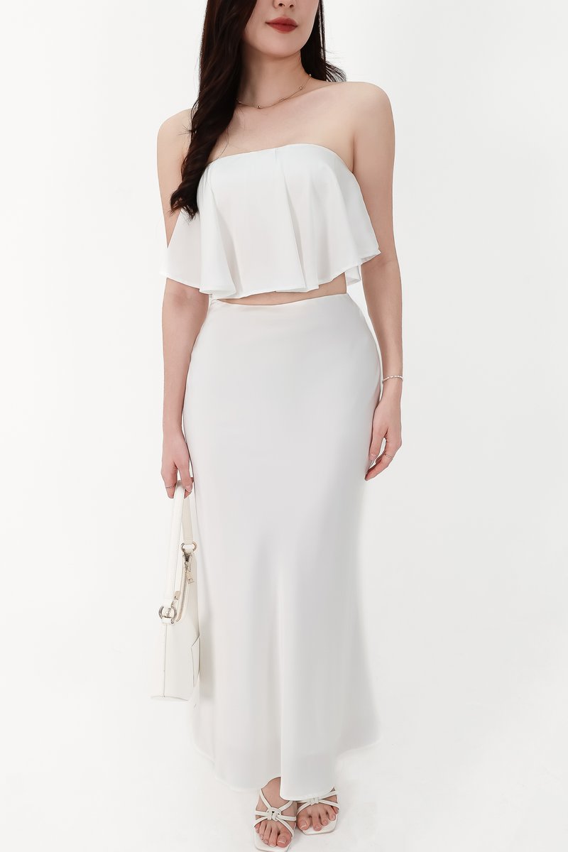 CNY2026 | Stephanie Satin Co-ord Set in White ( Petite Length )