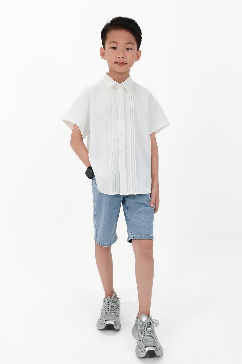 CNY2026 | Pleated Boy Shirt in White