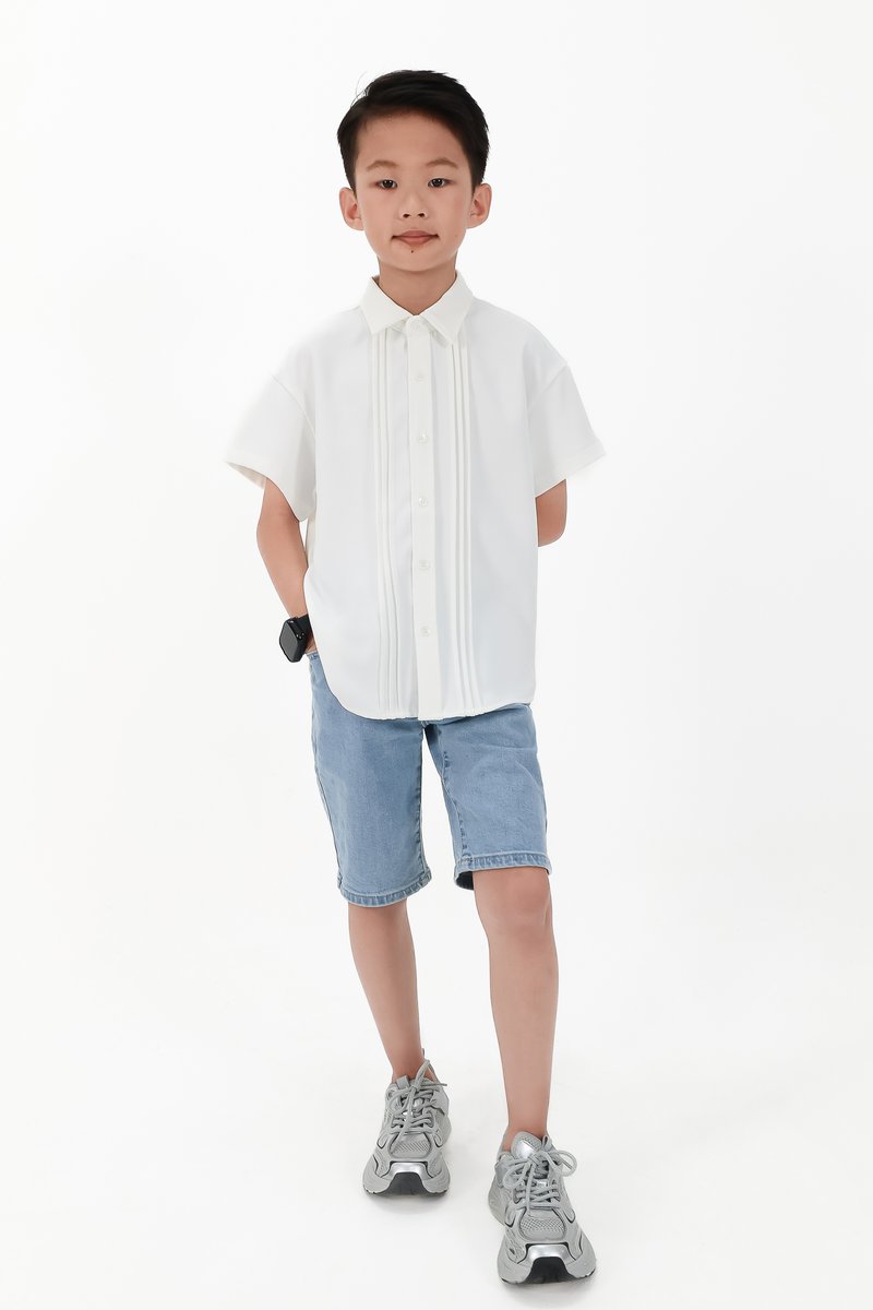 CNY2026 | Pleated Boy Shirt in White