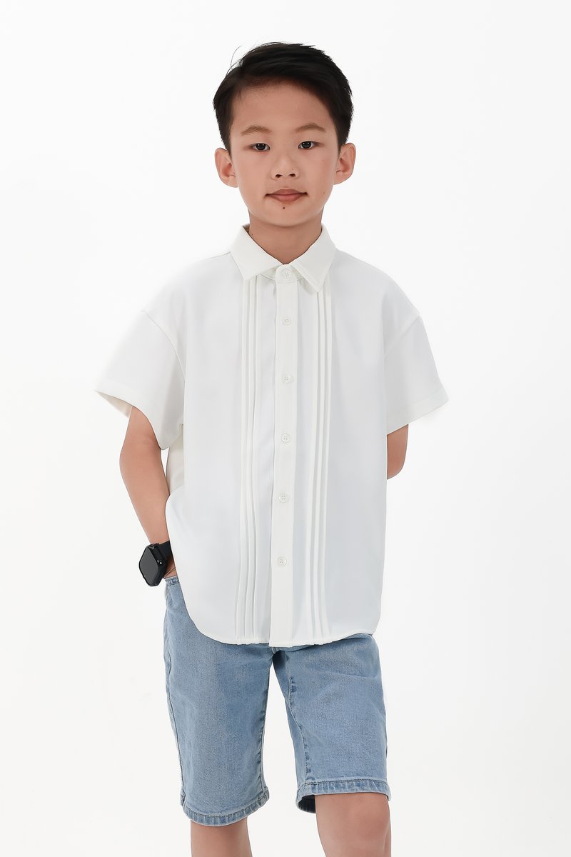 CNY2026 | Pleated Boy Shirt in White