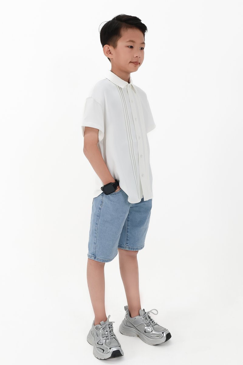 CNY2026 | Pleated Boy Shirt in White