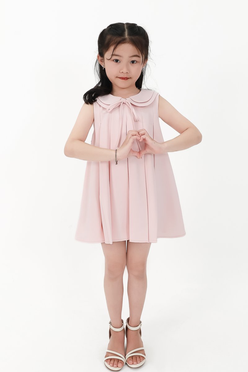 CNY2026 | Pleated Girl Dress in Pastel Pink