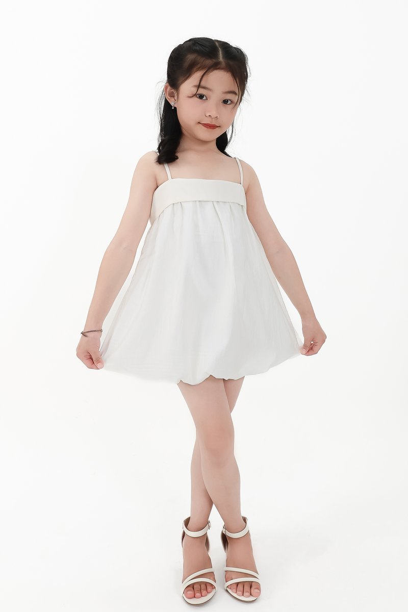CNY2026 | Lyocell x Mesh Girl Bubble Dress in White