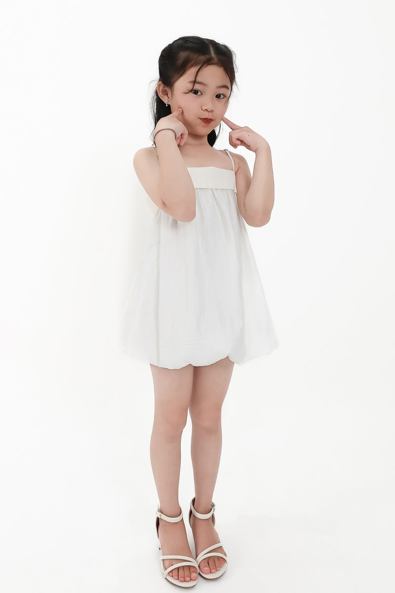 CNY2026 | Lyocell x Mesh Girl Bubble Dress in White