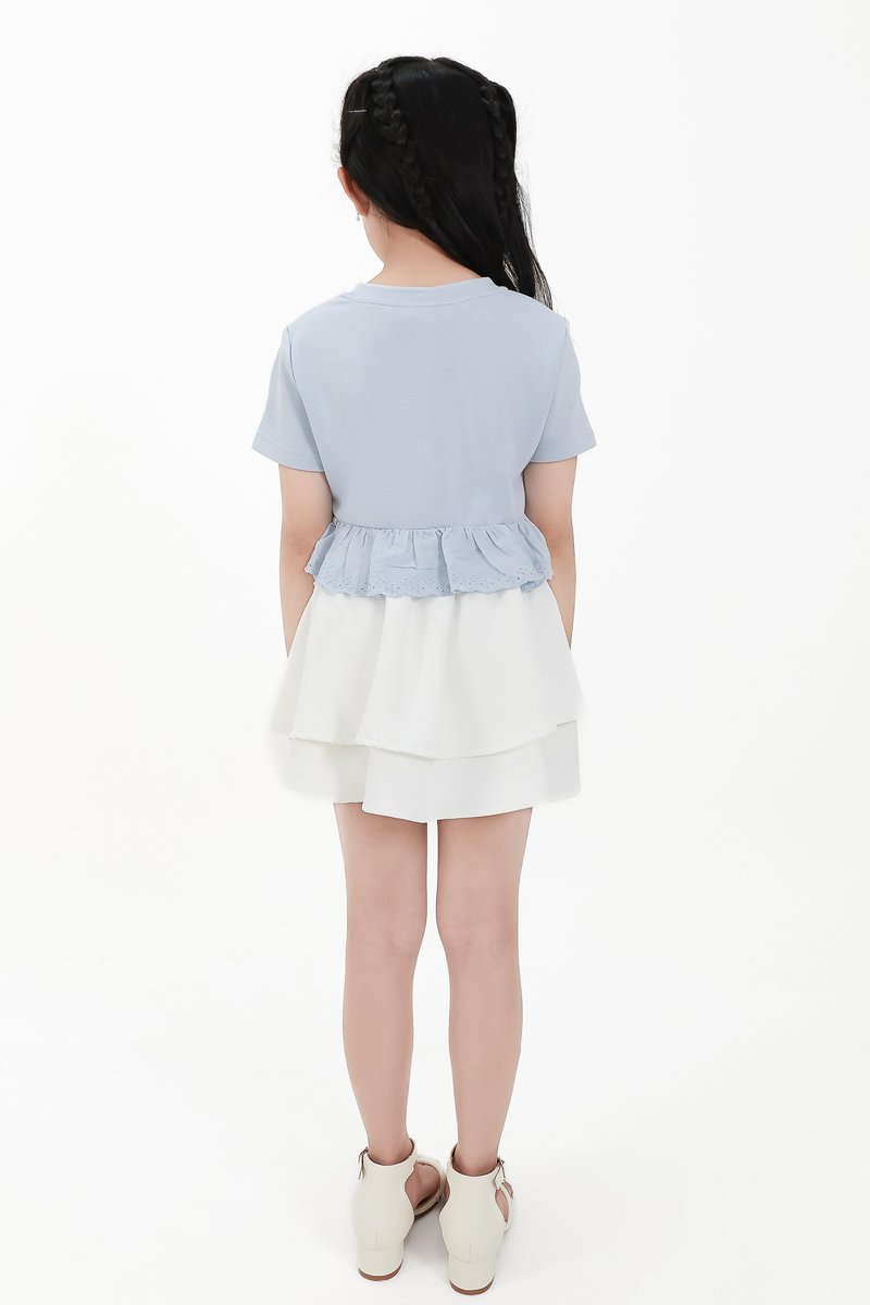 CNY2026 | Casual Girl Eyelet Hem Tee in Light Blue