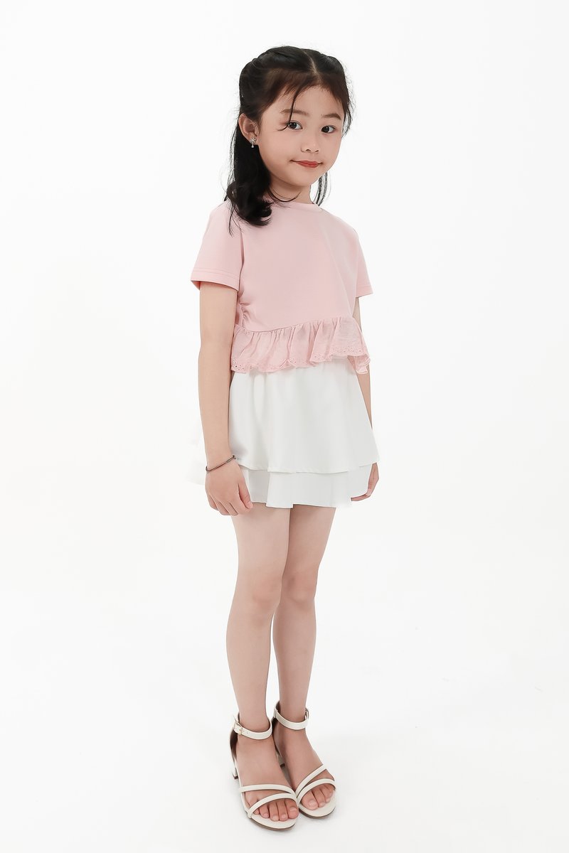 CNY2026 | Casual Girl Eyelet Hem Tee in Light Pink