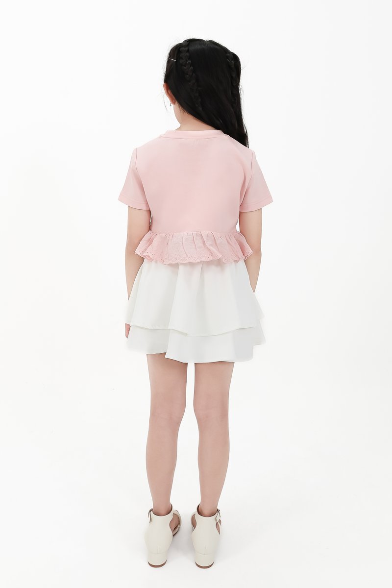 CNY2026 | Casual Girl Eyelet Hem Tee in Light Pink