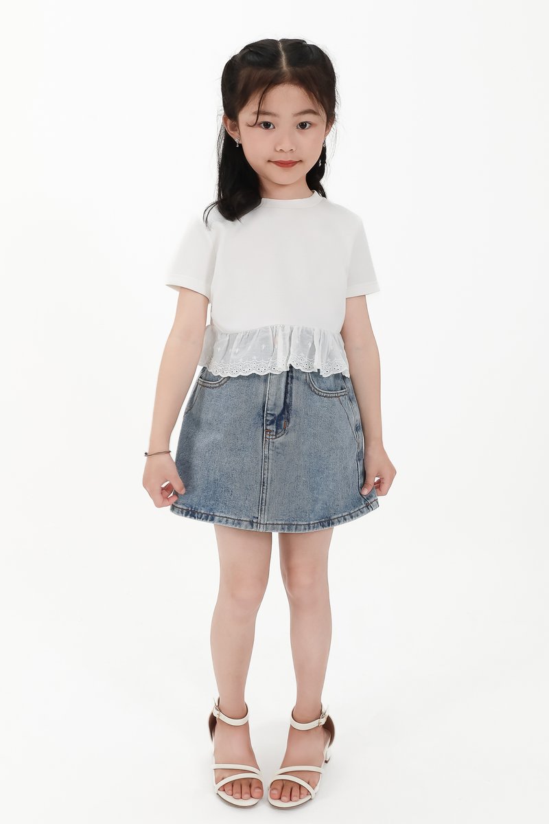 CNY2026 | Casual Girl Eyelet Hem Tee in White