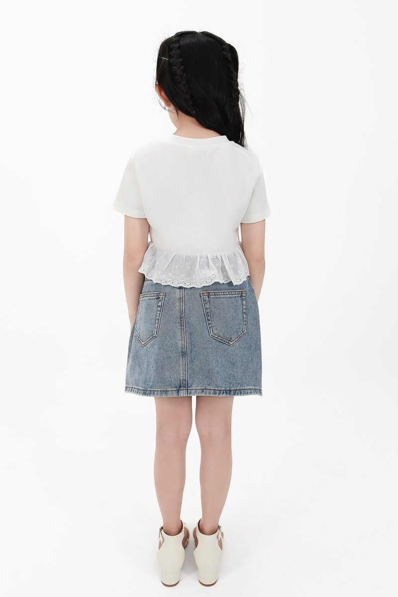 CNY2026 | Casual Girl Eyelet Hem Tee in White