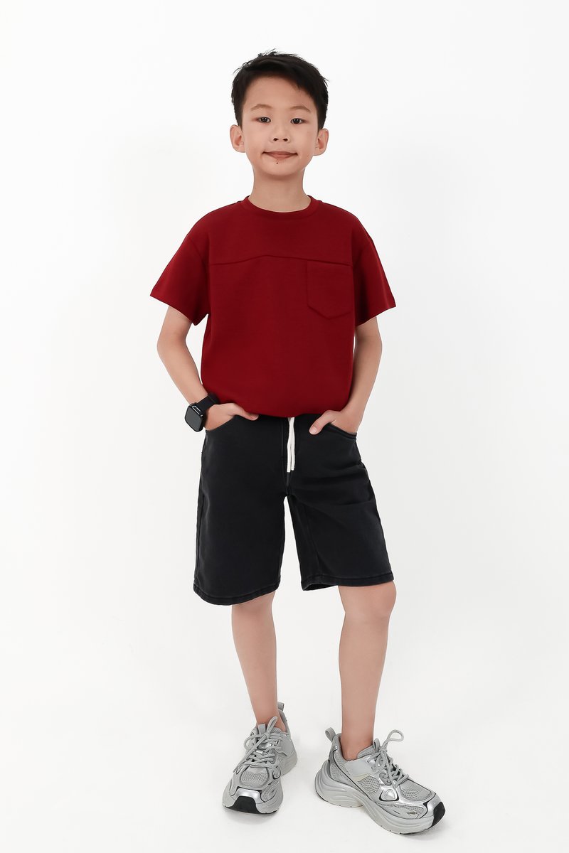 CNY2026 | Casual Boy Pocket Tee in Dark Red