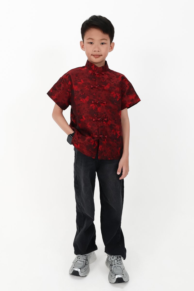 CNY2026 | Oriental Boy Shirt in Dark Red