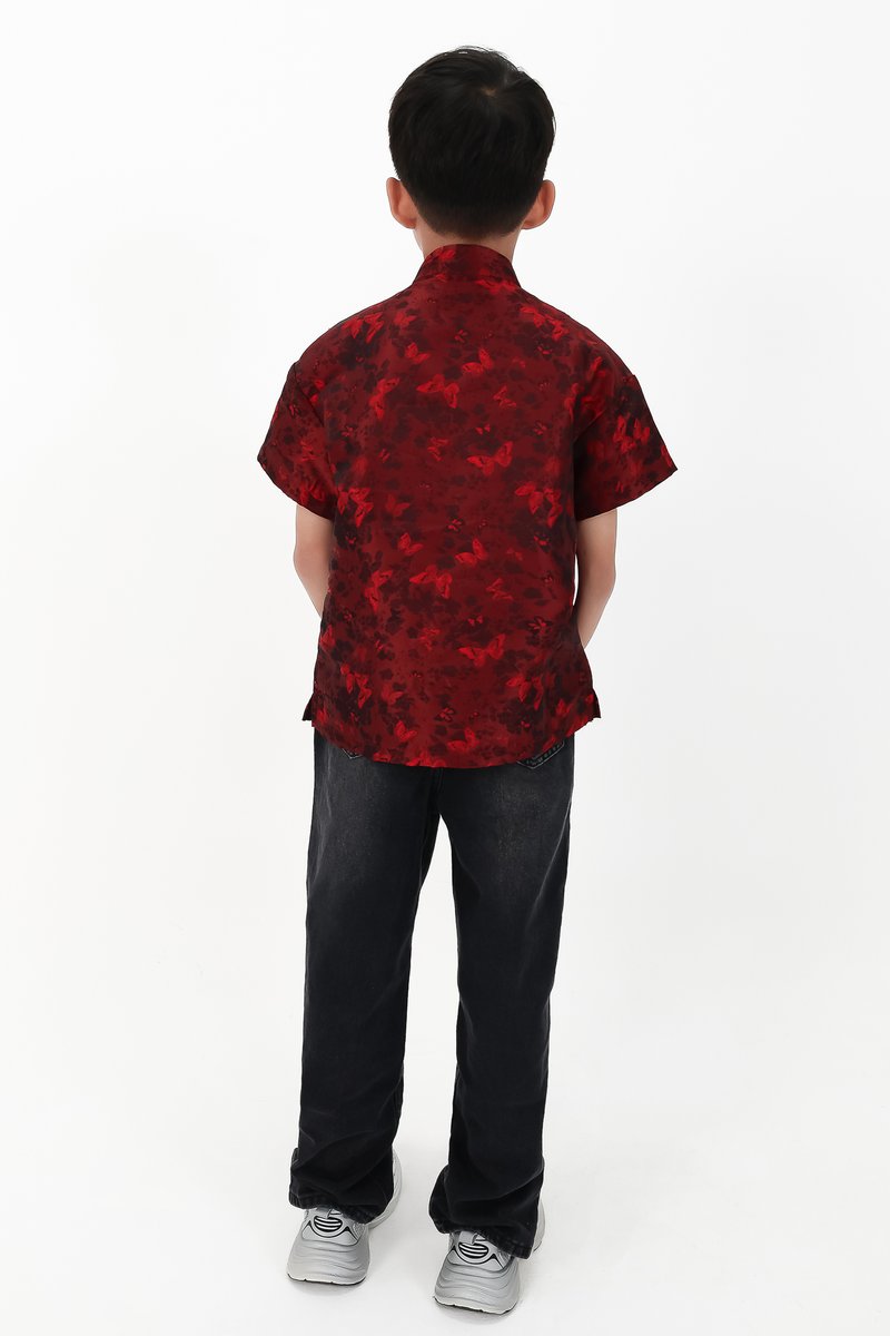 CNY2026 | Oriental Boy Shirt in Dark Red