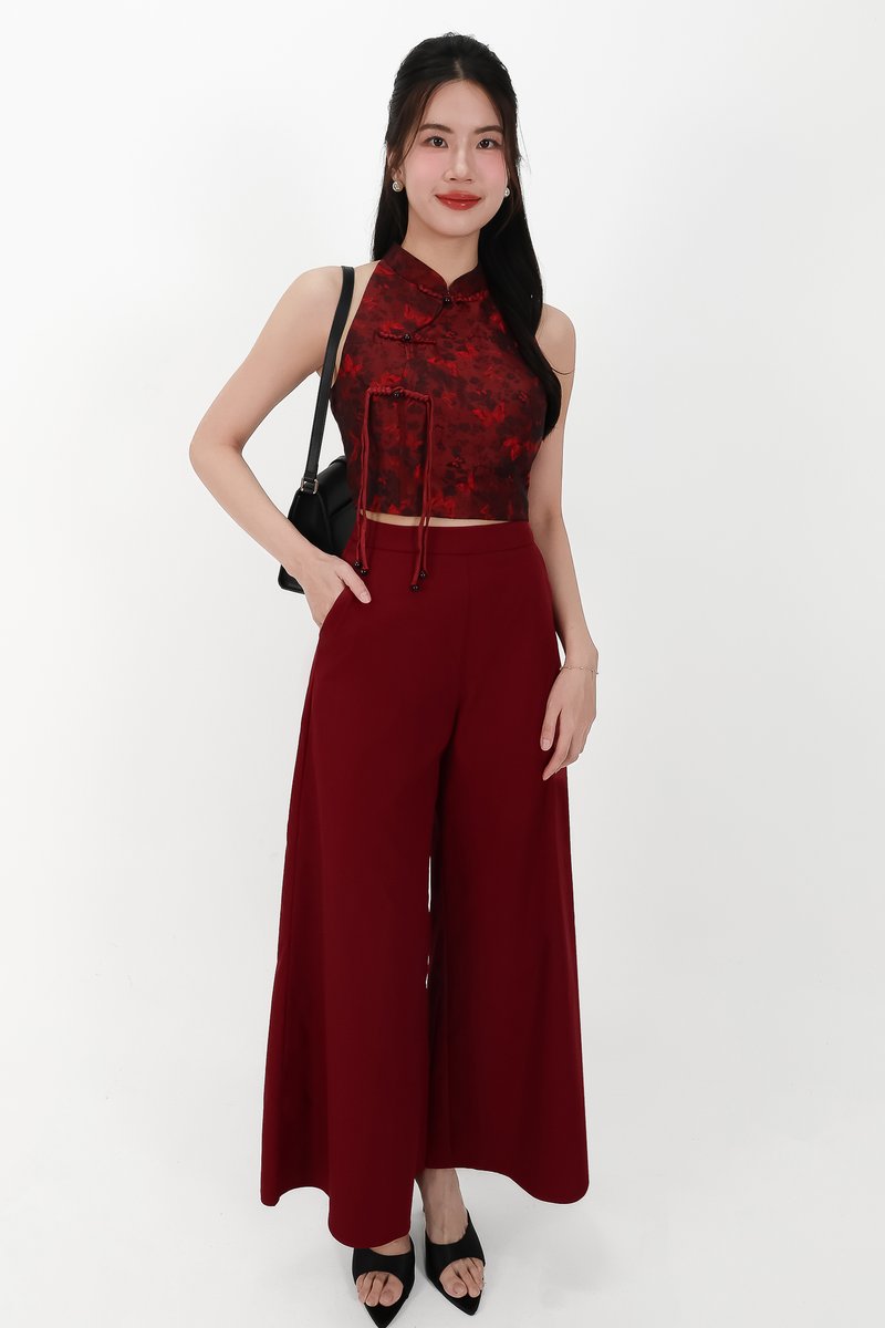 CNY2026 | Oriental Women Cheongsam Top in Dark Red