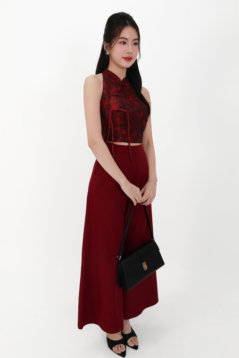 CNY2026 | Oriental Women Cheongsam Top in Dark Red