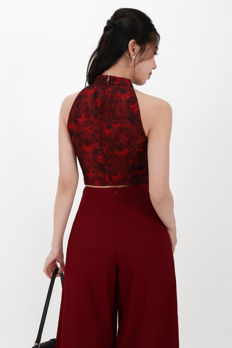 CNY2026 | Oriental Women Cheongsam Top in Dark Red