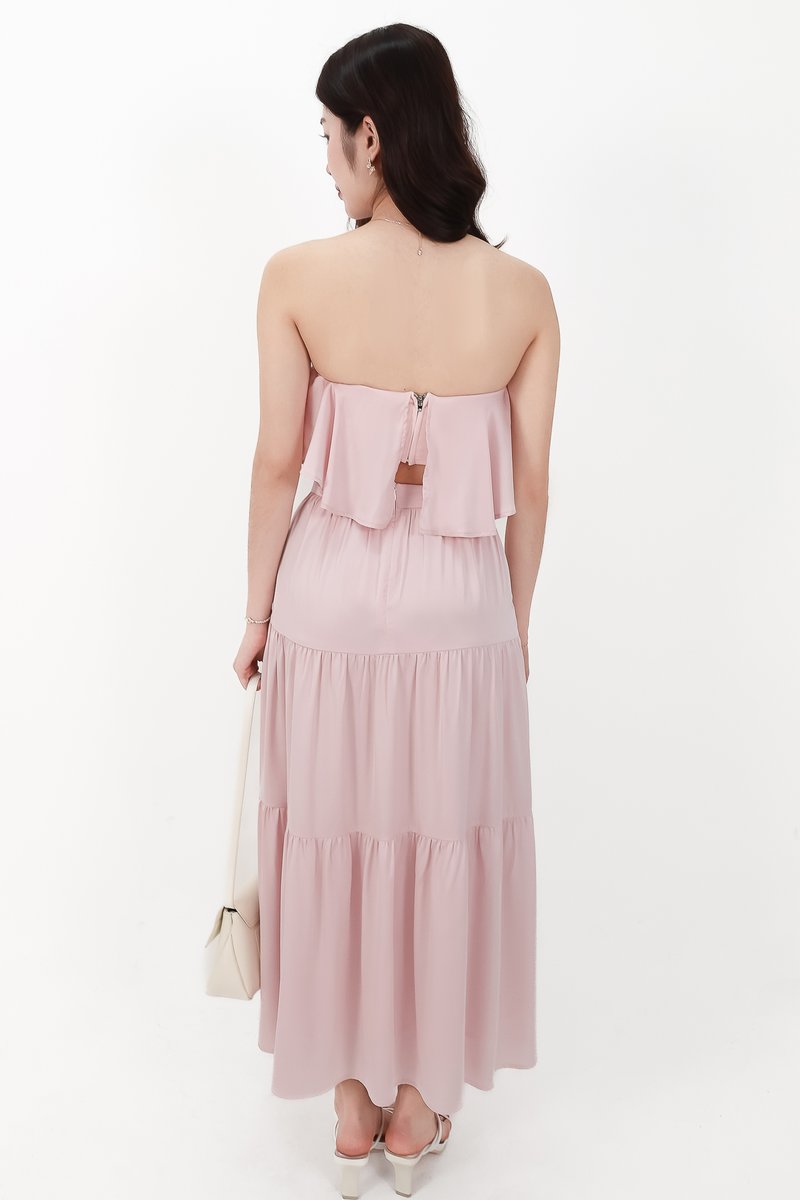 CNY2026 | Serena Satin Tiered Maxi Skirt in Light Pink ( Petite Length )