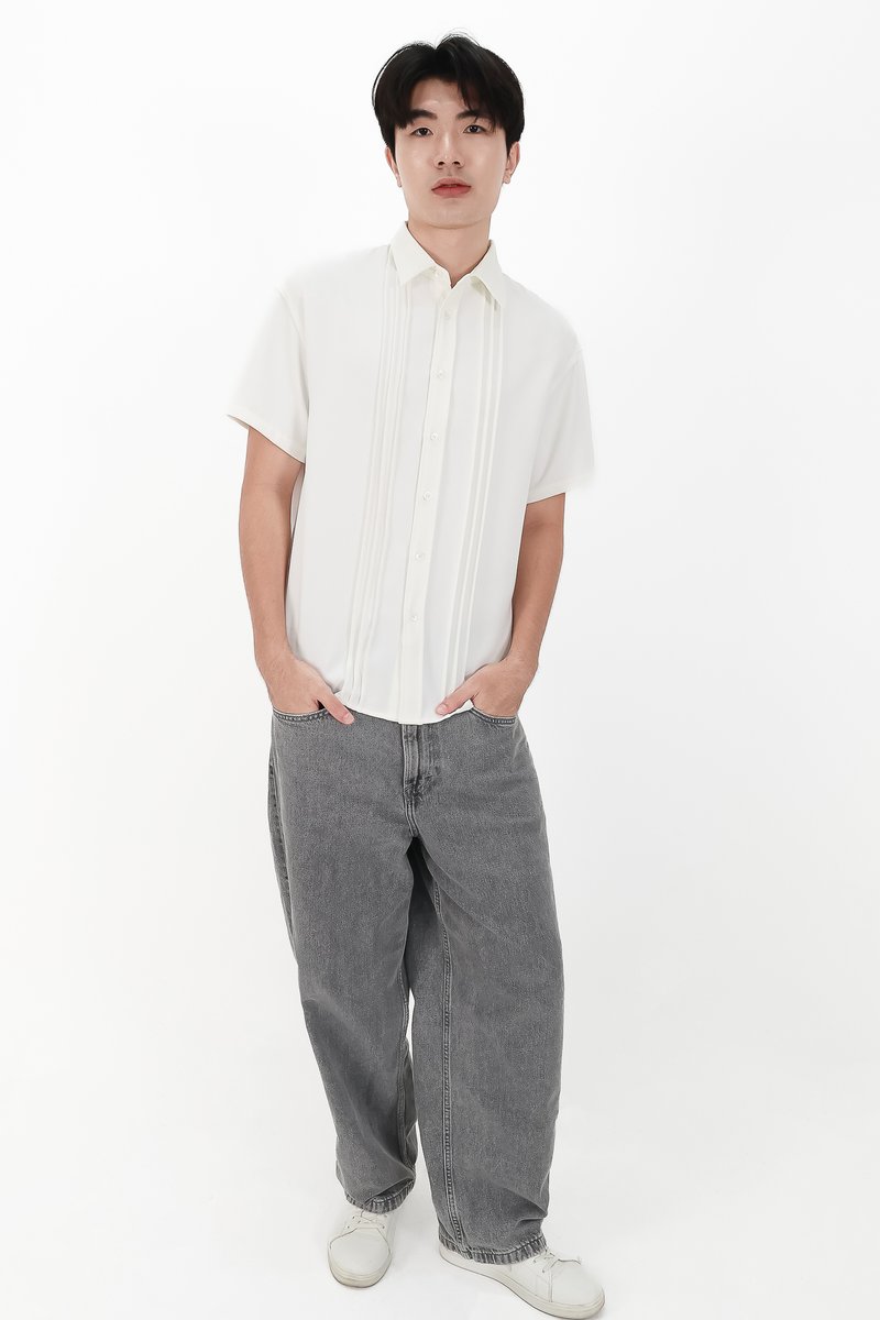CNY2026 | Pleated Men Shirt in White