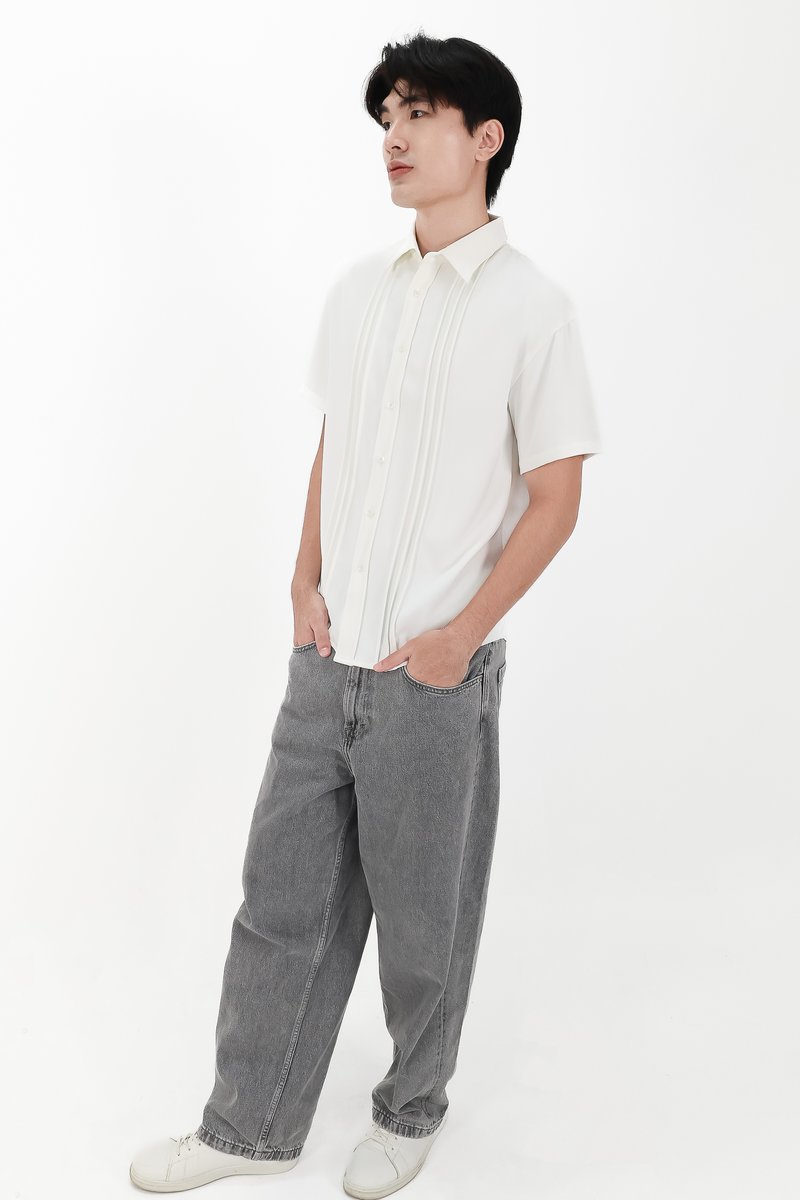 CNY2026 | Pleated Men Shirt in White