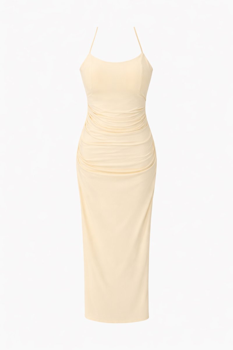 CNY2026 | Calina Cross Back Maxi Dress in Pale Yellow